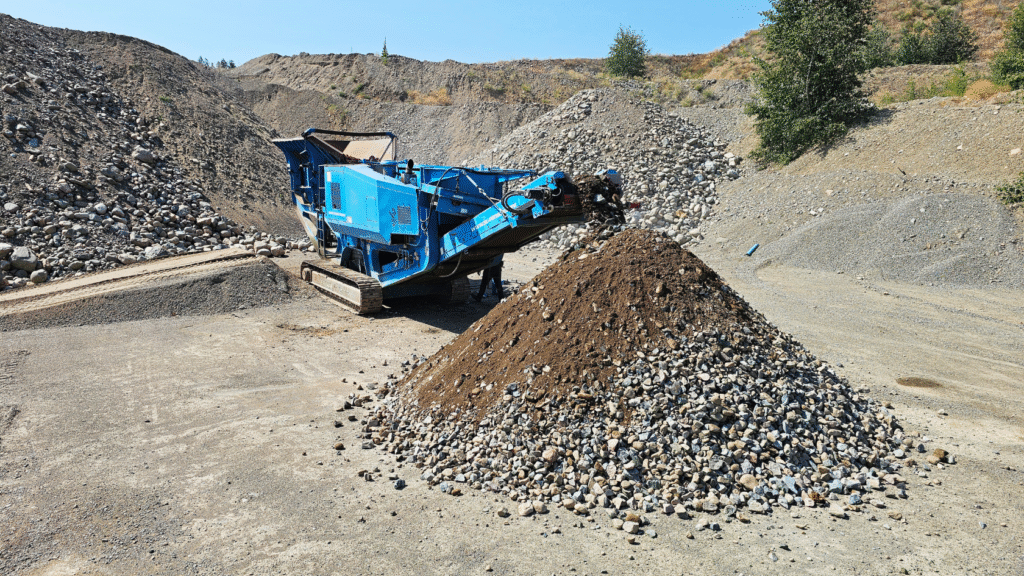 MRM loader handling aggregate materials for construction projects in Merritt and the Nicola Valley.